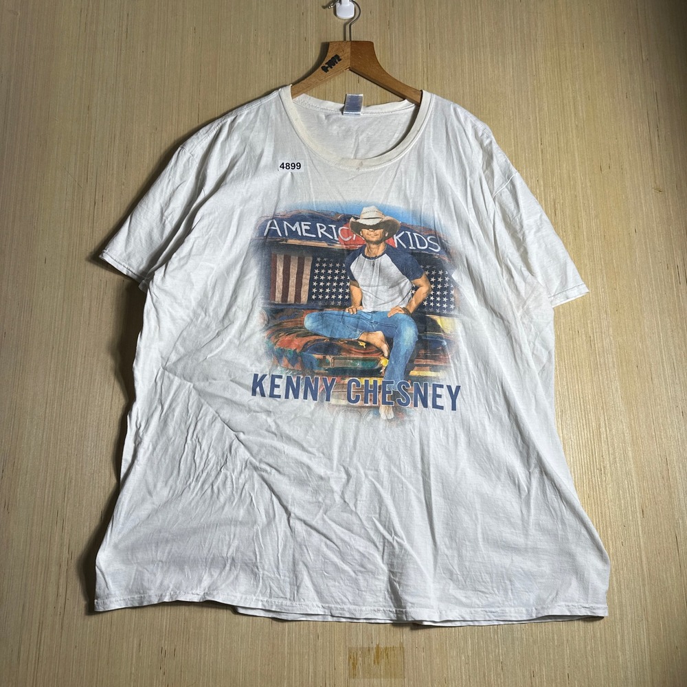Kenny Chesney American Kids Graphic T-Shirt Mens 2XL White Short Sleeve Graphic